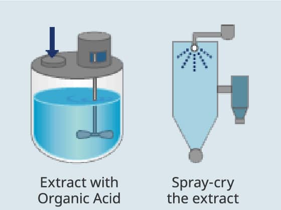 Extract Minerals with Organic Acid Spray-cry the extract